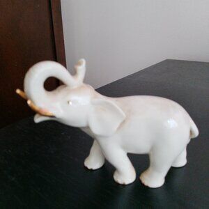 Lennox White Porcelain Elephant with Gold Trim